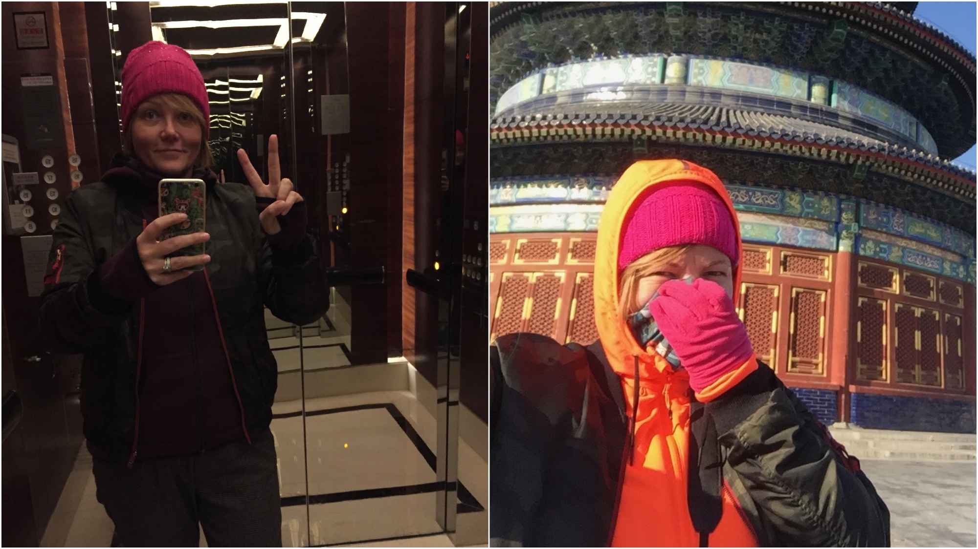 charnette woman in cold beijing selfies