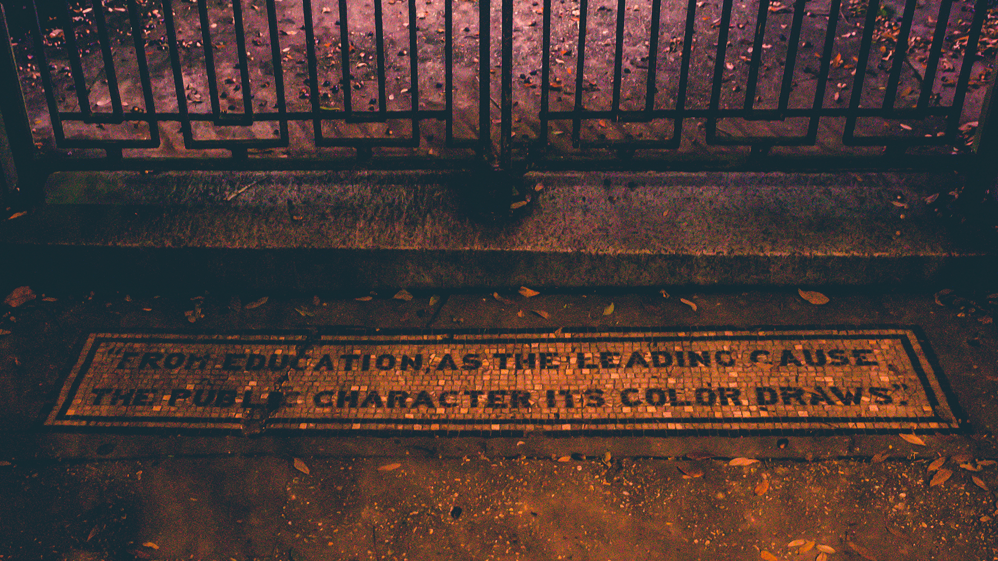 quote on the ground outside of buckner mansion