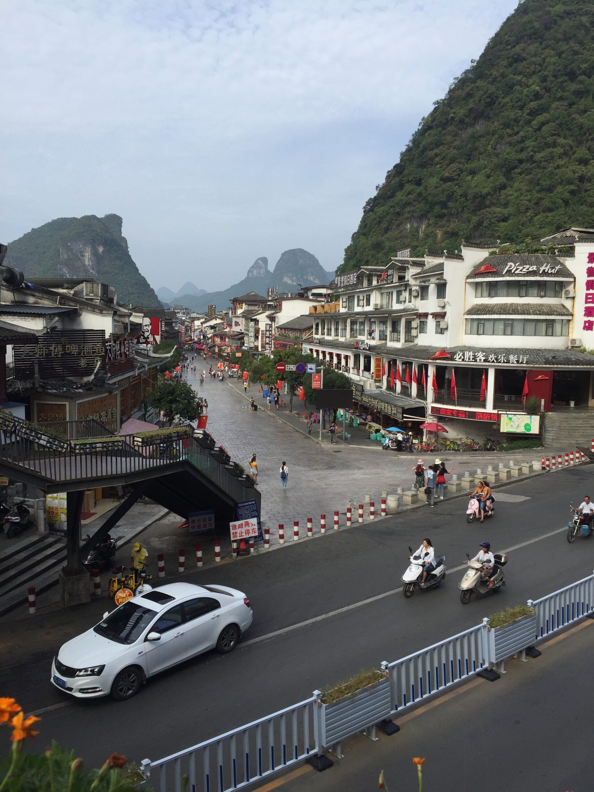 view over the main walking street yangshuo