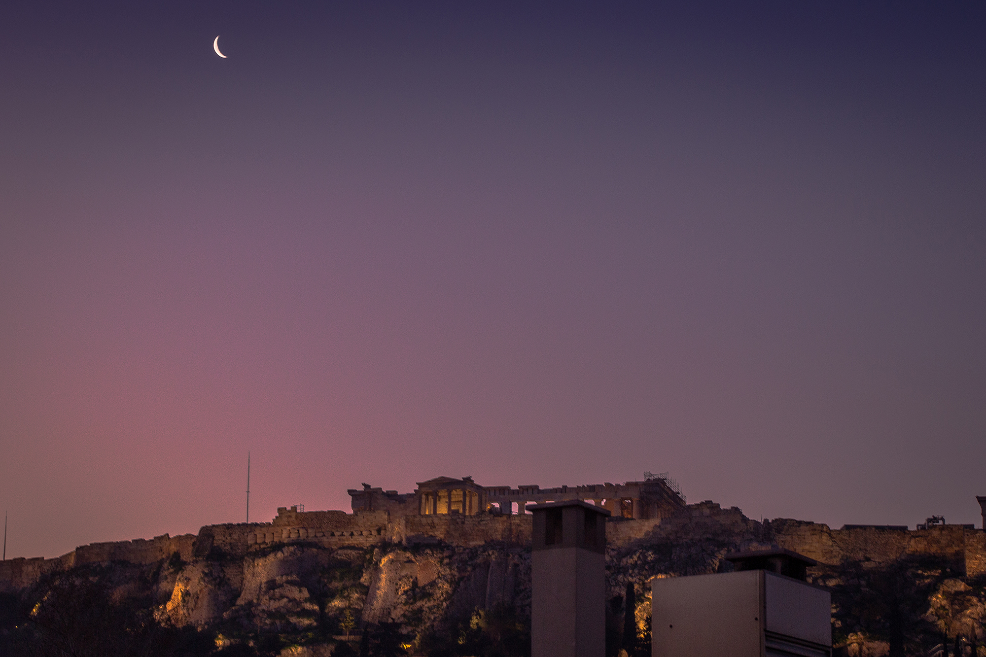 moon over acropolis