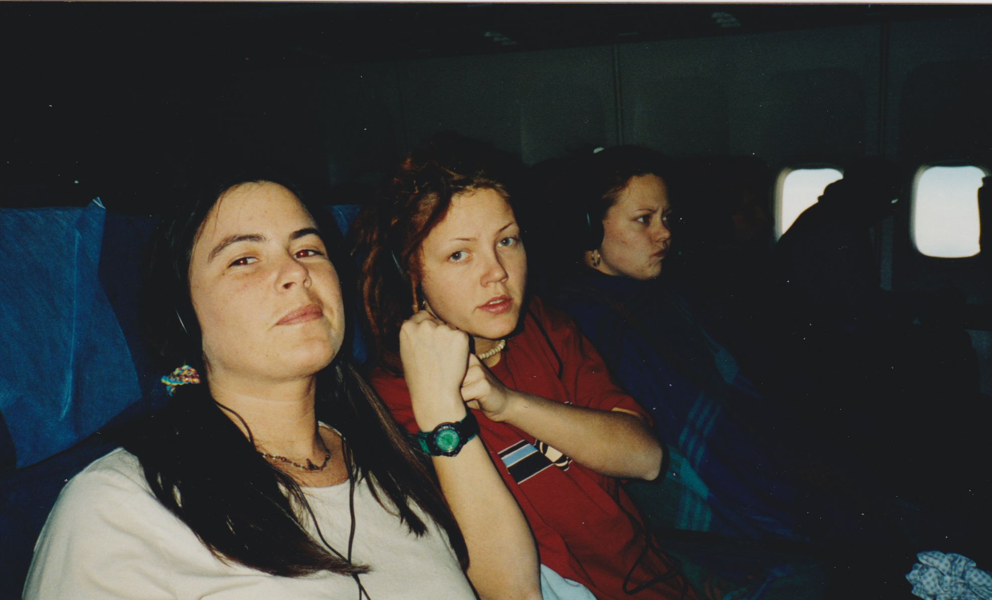 three women on a plane