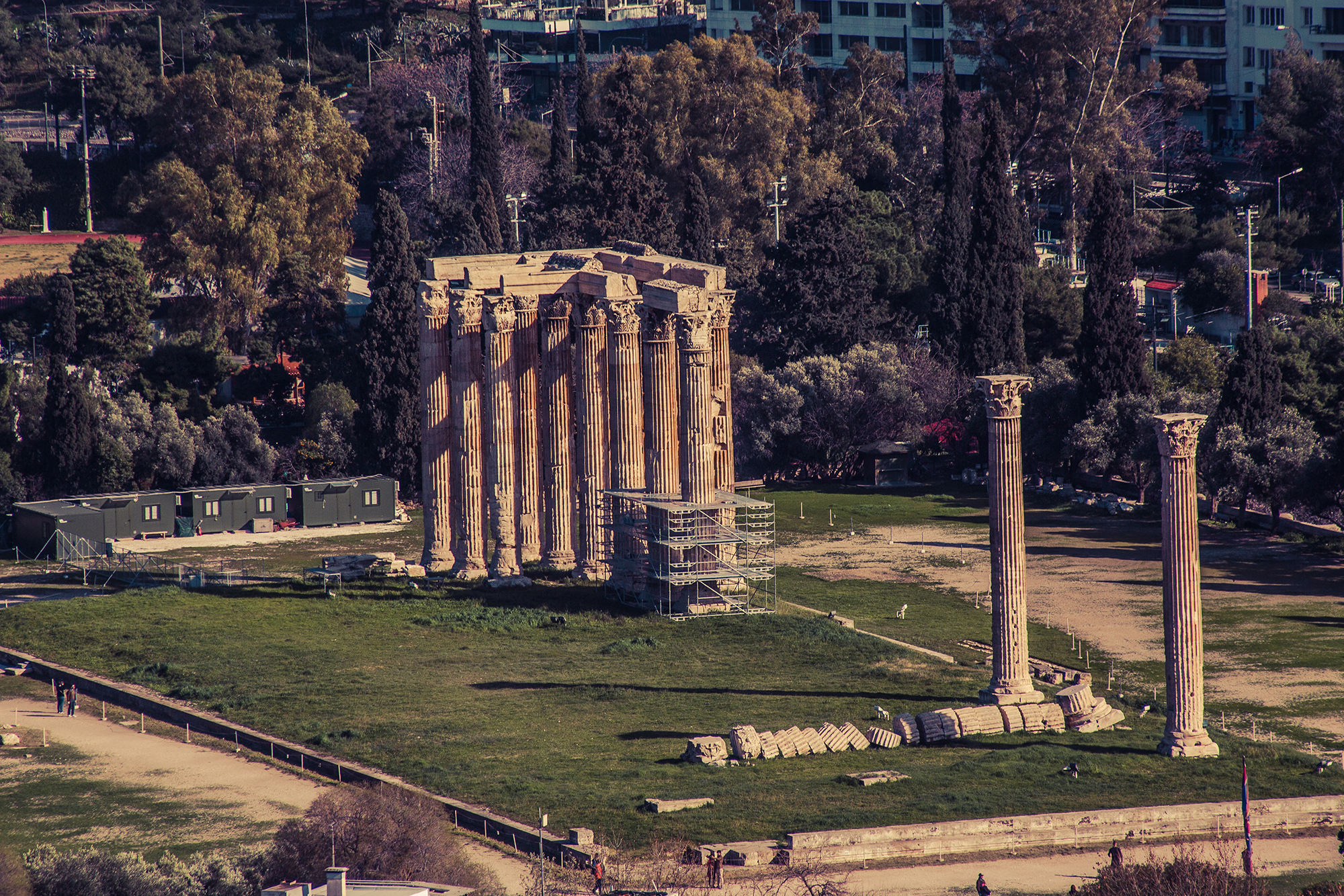 view over temple of zeus from acropolis